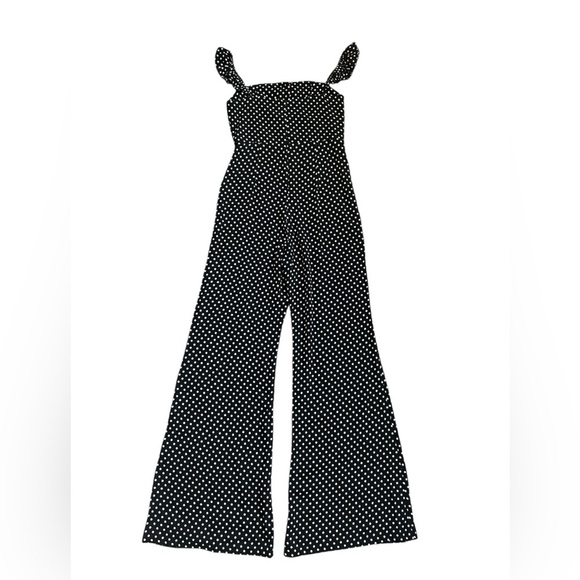 Flynn Skye Wide Leg Polka Dot Ruffled Strap Jumpsuit size medium - Picture 4 of 13